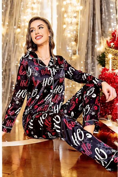 White Velvet Set cămașă și pijama cu picioare lungi pentru femei din satin - W.V.50NL.0.4A.Y