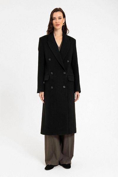 Antioch Black Women's Double Breasted Long Coat