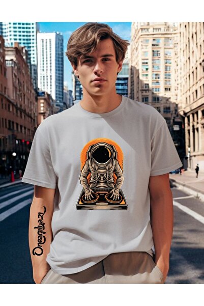 H&GHAMLEGİYİM Astronaut Printed Men's Oversize T-Shirt