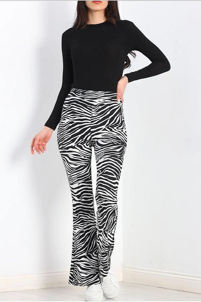 cacobutik Zebra Printed Spanish Leg Pants