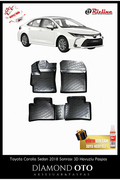 Rizline Toyota Corolla Sedan 3d Havuzlu Paspas 2018-2019-2020-2021-2022-2023-...