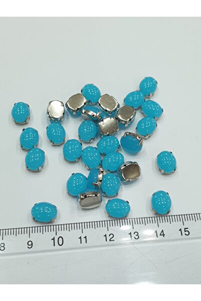 CRYSTALSHOP Matirani B plavi kamen u kućištu - 8*10 mm ovalni (50 komada)