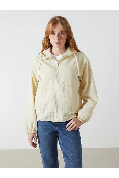 LC Waikiki Γυναικείο αδιάβροχο LCW Vision Beige Hooded