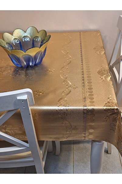 Başak Ev Tekstili Gold Glossy Wipeable Table Cloth - Fabriced Pvc Cloth