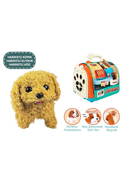 Magicway Sesli Yürüyen Taşıma Çantalı Hareketli Pilli Peluş Köpek Aksesuarlı ...