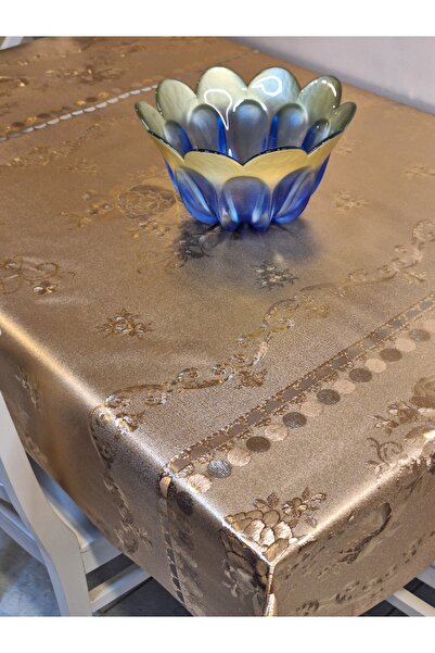 Başak Ev Tekstili Gold Glossy Wipeable Table Cloth - Fabriced Pvc Cloth