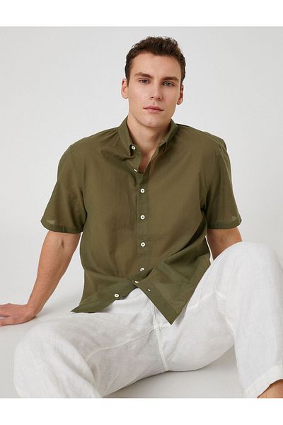 Koton Basic Shirt Classic Cuff Collar Short Sleeve Cotton
