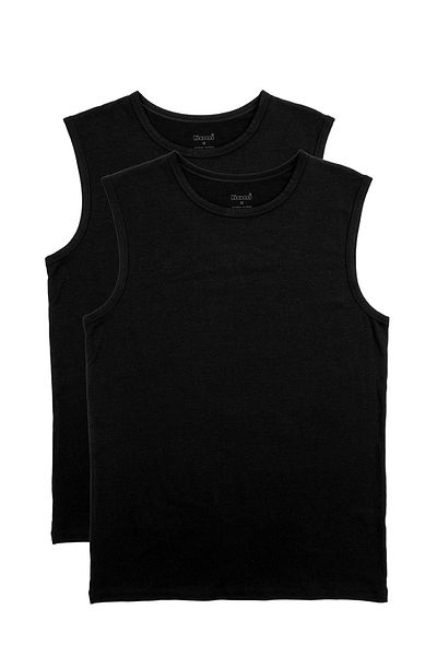 Kom Men's Black Modal Cotton Lycra Basic 2-Piece Crew Neck Undershirt Kq.Onck.1K.M1.K5