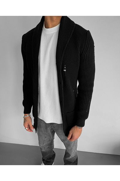 elkumoda Σαλοπέτα με V λαιμόκοψη, πλεκτό, με τσέπες, δεν χνουδιάζει, με laser κοπές, κομψός και άνετος σχεδιασμός.