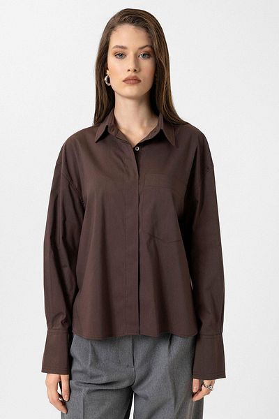 Antioch Brown Women's Basic Oversize Shirt