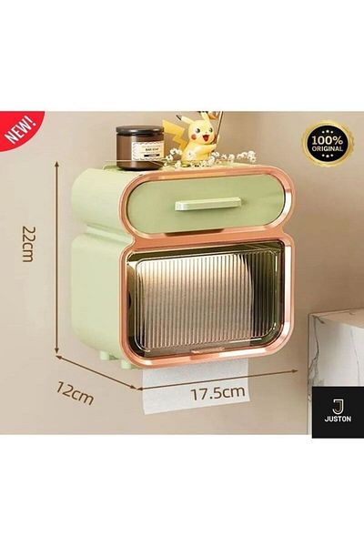 Juston Luxury Bathroom Tissue Box Roll Paper Holder No Drilling Required Plastic Napkin Holder