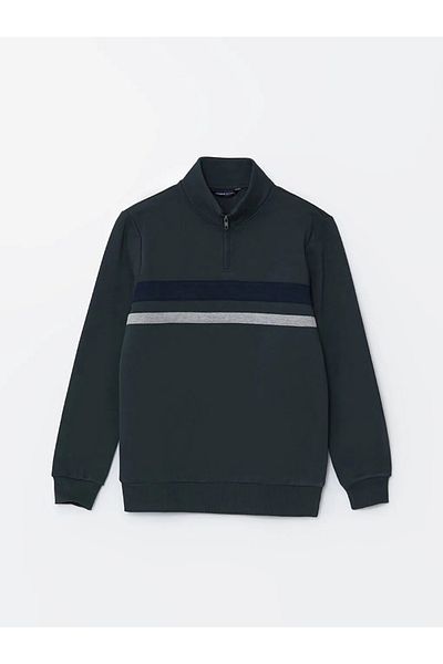 LC Waikiki Lcwaikiki Classic Petrol Stand Collar Long Sleeve Striped Men's Sweatshirt