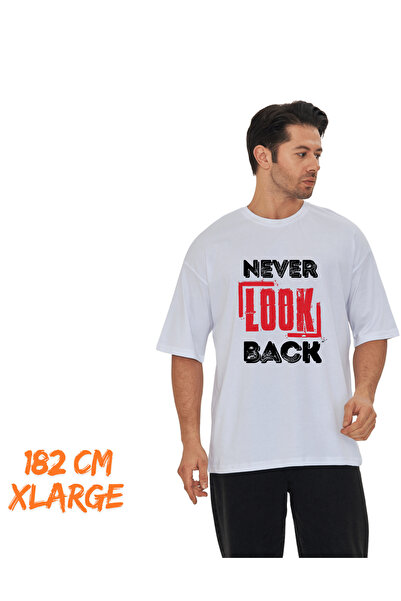 pxm تي شيرت مطبوع رقمي Dtf 100% قطن كبير الحجم مطبوع عليه نص لا تنظر إلى الوراء