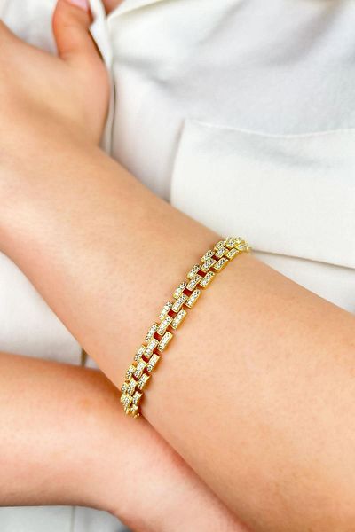 Sose Moda Xuping Full Lap Zircon Vip Imprint Bracelet - Gold
