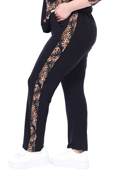 MELSAY Γυναικείο Σετ Μαύρο Τριών τετάρτων μανίκι Half Spike Garnished Viscose Plus Size