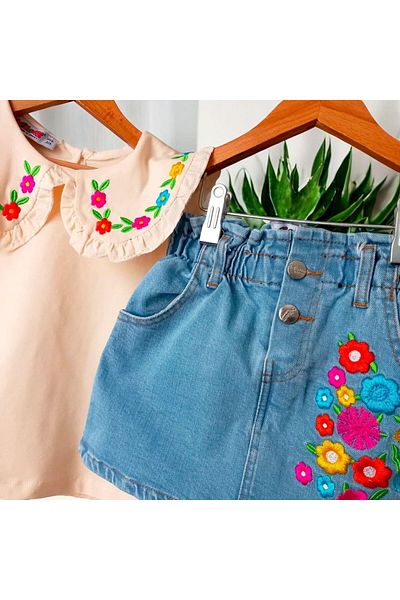 KOKOŞ BEBEK Embroidered Skirt Flower Suit |   Between 4/5 Years