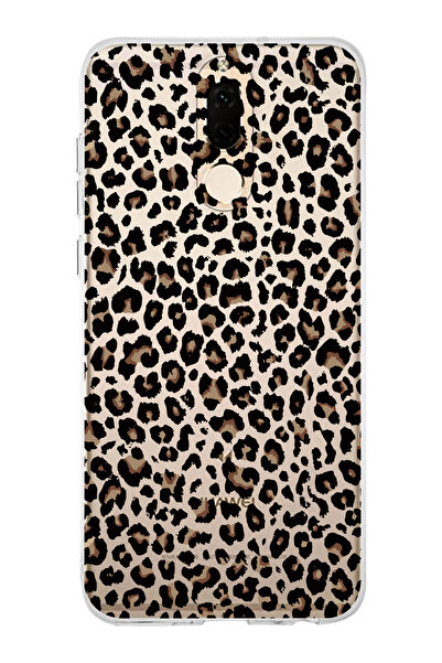 moonset Huawei Mate 10 Lite Uyumlu Leopar Tasarımlı Baskılı Şeffaf Telefon Kı...