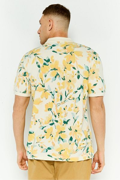 GAP Men Regular Fit Floral Print Short Sleeves Polo Shirt, Yellow