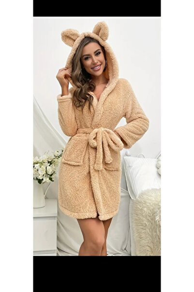 GENÇ MODA Welsoft Hooded Rabbit Ears Plush Bathrobe