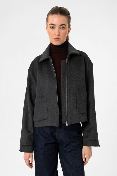 Antioch Anthracite Women's Wool Blended Short Jacket