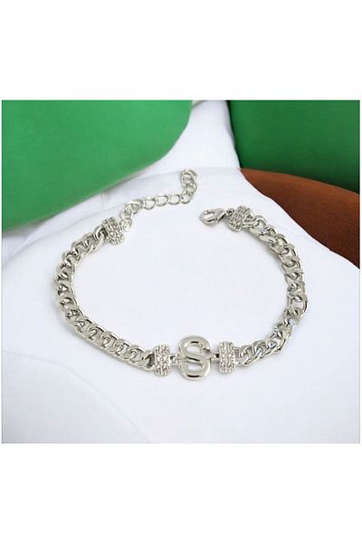 AKSESUARIM Women's Zircon Stone Steel Letter Bracelet