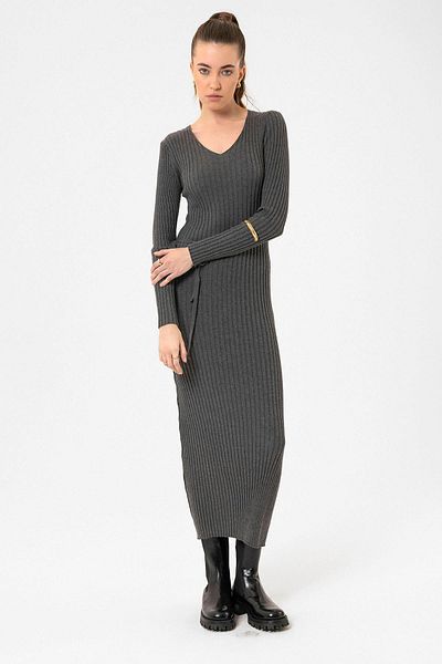 Antioch Gray Women's Ribbed Midi Knitwear Dress