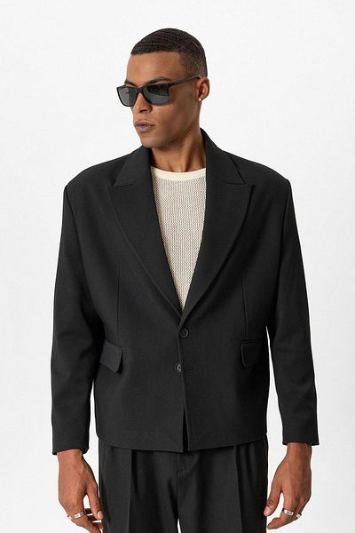 Antioch Black Crop Fit Men's Blazer Jacket