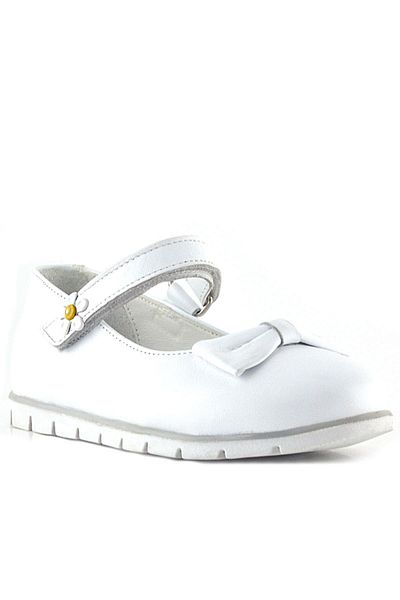 Rakerplus Balerina pentru fete din piele naturală, cu velcro, cu detaliu alb