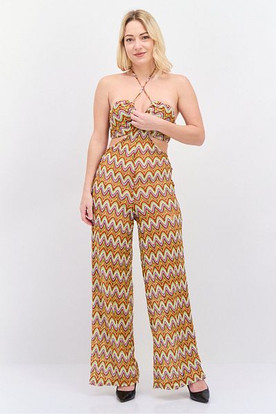 Undiz Women Textured Sleeveless Jumpsuits, Brown
