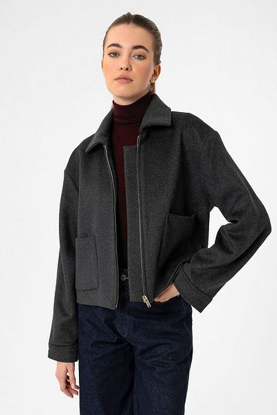 Antioch Anthracite Women's Wool Blended Short Jacket