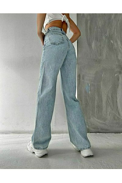 LİMABEL Julia 90's Lara PowerLycra pentru femei, albastru deschis, spălat cu zăpadă, talie înaltă, picior largi