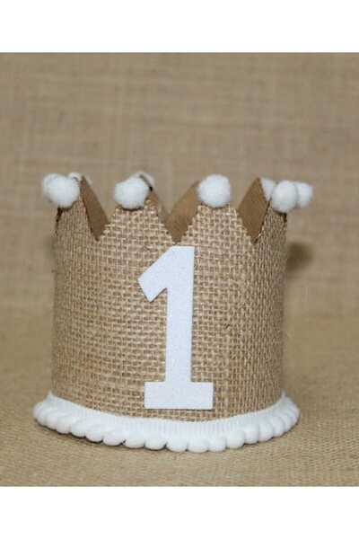 asöy Pălărie cu coroană din iută cu pompon crem alb de 1 an - Pălărie pentru ...