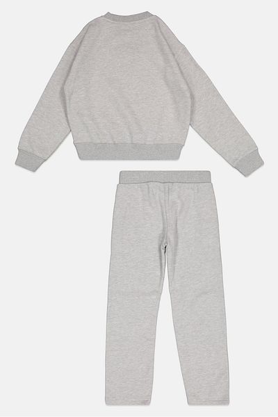 Ellesse Kids Girl 2 Pieces Heather Sweatshirt And Pants Set, Light Grey