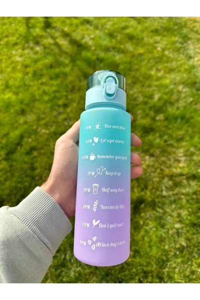 UMYHOME Motivational Water Bottle Water Bottle 900 ml Water Bottle with Straw (Purple)