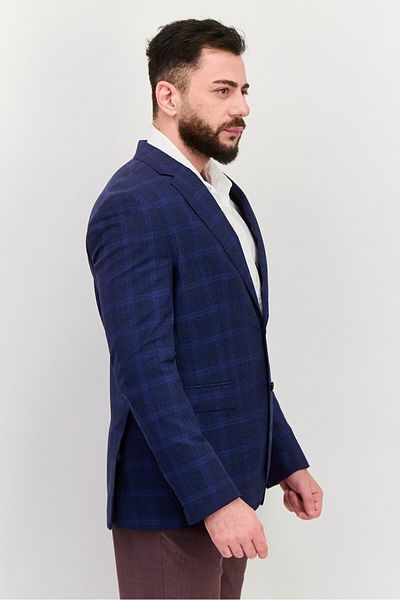 Tommy Hilfiger Men Regular Fit Plaid Blazer, Navy Blue
