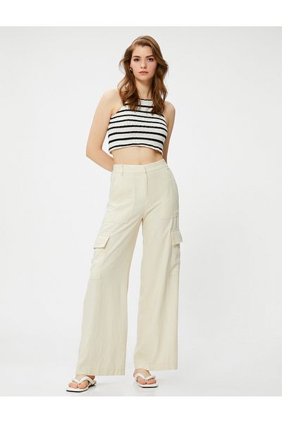 Koton Cargohose aus Leinenmischung mit Taschen