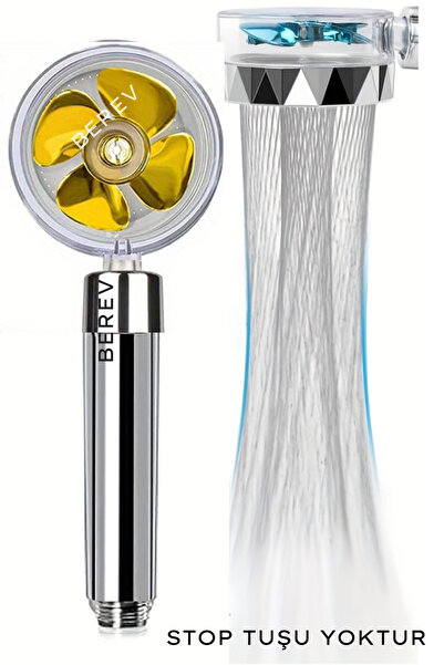 Berev Su Tasarruflu 360 Derece Dönebilen Turbo Pervaneli Tazyikli Duş Başlığı.