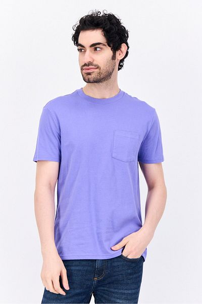 GAP Men Crew Neck Short Sleeves Plain T-Shirt, Pastel Purple