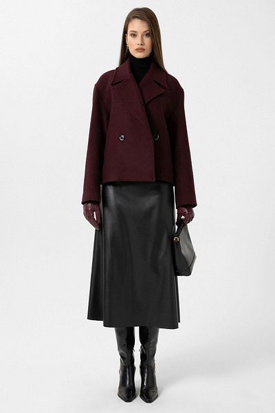 Antioch Burgundy Women's Wool Blended Double Breasted Closure Coat
