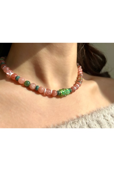 Bidi House Bubblegum Doğal Taş Kolye