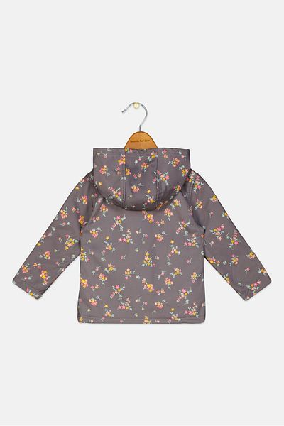 Body Glove Toddlers Girl Long Sleeves Allover Printed Hooded Sweatshirt, Grey Combo