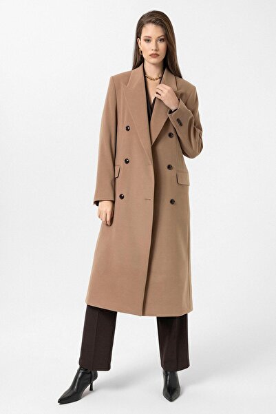 Antioch Camel Women's Belted Double Breasted Coat