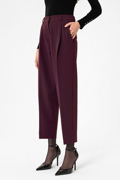 Antioch Burgundy Women's High Waist Straight Fit Short Pants