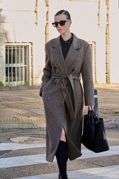 Antioch Light Brown Women's Belted Double Breasted Coat