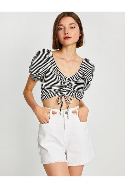 Koton Drawstring Crop T-Shirt