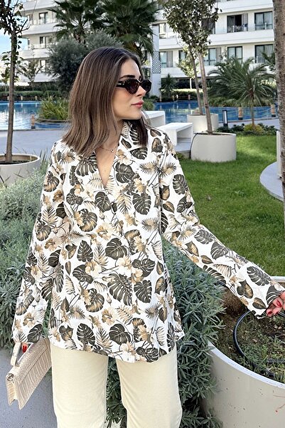 Juuuj سترة نسائية كاكي منقوشة، كم طويل، زر إغلاق، مزدوجة الصدر