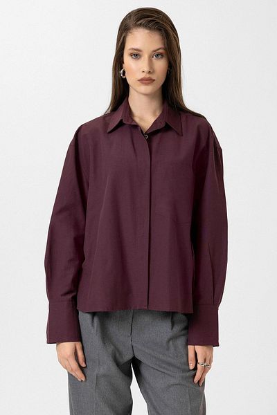 Antioch Burgundy Women's Basic Poplin Shirt