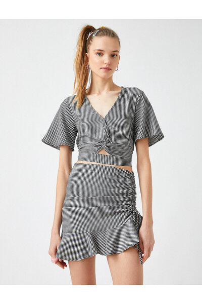 Koton Κοντομάνικη Crop Μπλούζα