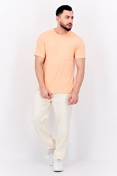 GAP Men Crew Neck Short Sleeves Plain T-Shirt, Light Orange