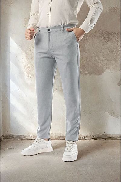 OHEPMODA Italian Style Slim Fit Lycra Fabric Men's Linen Pants